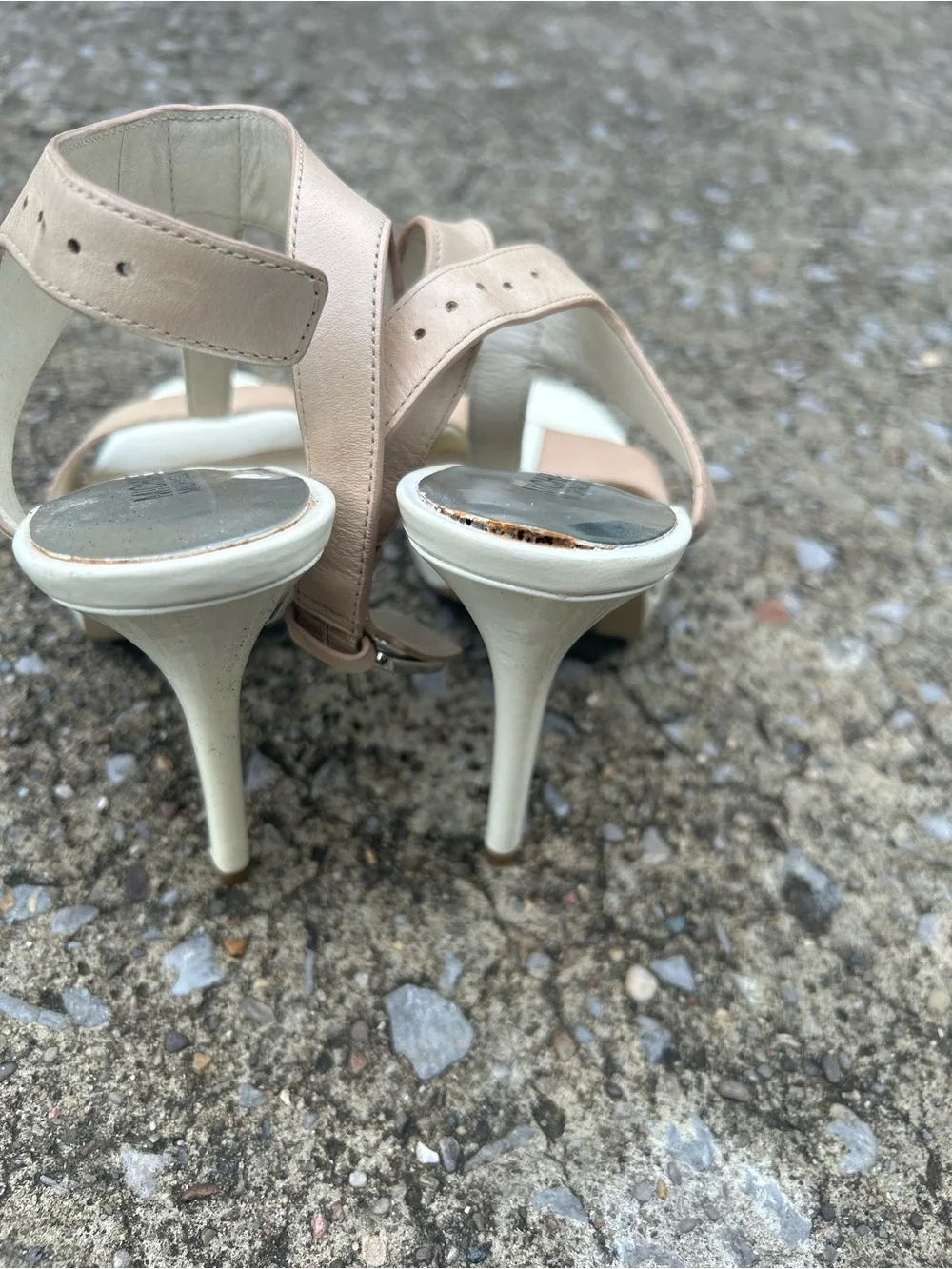 Michael Kors Nude Blush & White Strappy Heels